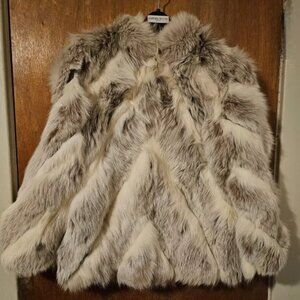 Blush and Arctic Fox Chevron Fur Coat